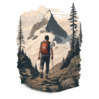 Hiking Sticker Png Transparent Background Ai Generative