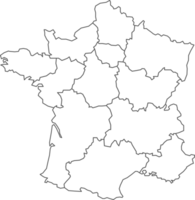 Map of France with detailed country map, line map. png