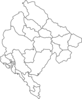 mapa de montenegro con detallado país mapa, línea mapa. png