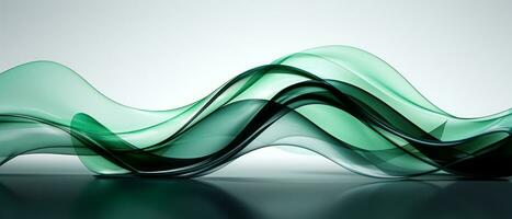 Digital abstract green waves on a black background. AI Generated. photo