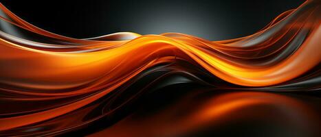 Digital abstract orange and black background with smooth flowing lines. AI Generated. photo