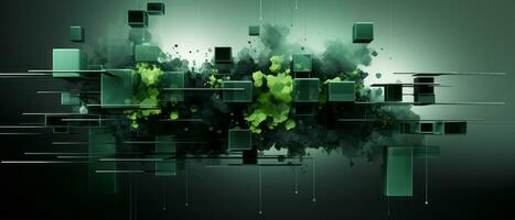 Digital abstract of cube in color background. Technology concept. AI Generated. photo