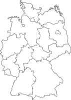 Map of Germany with detailed country map, line map. png