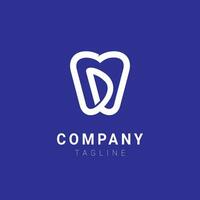 d dental outline minimalist logo design vector