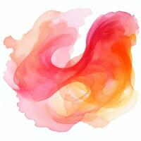 Pink and orange abstract watercolor shape isolated photo