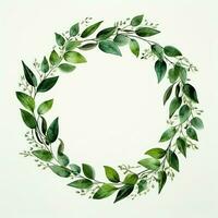 verde acuarela botánico hojas y ramas marco foto