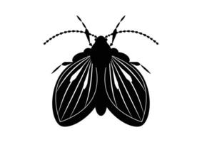 Black and White Moth Fly Insect Silhouette Clipart Vector