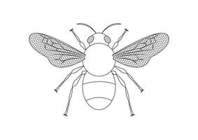 Black and White Bee Vector Clipart. Coloring Page of a Bee