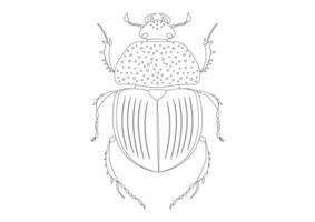 Black and White Trypocopris Vernalis Green Beetle Clipart. Coloring Page of Trypocopris Vernalis Green Beetle vector