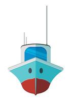 Front View Ship Vector Flat Design Isolated on White Background