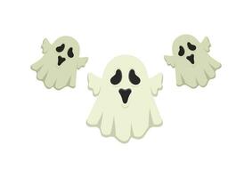 Three Scary Ghosts Vector Flat Design. Ghost Cartoon isolated on white background