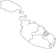 Karta av malta med detaljerad Land Karta, linje Karta. png