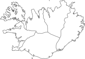 Map of Iceland with detailed country map, line map. png