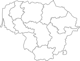 Map of Lithuania with detailed country map, line map. png