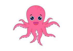 Octopus Cartoon Character Vector Illustration Isolated on White Background