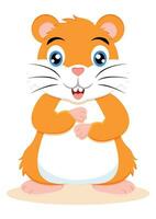 Cute smiling hamster cartoon character vector illustration on white background