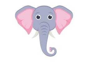 Elephant Face Cartoon Character Vector Illustration