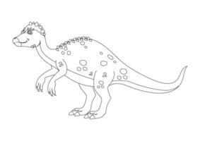 Black and White Pachycephalosaurus Dinosaur Cartoon Character Vector. Coloring Page of a Pachycephalosaurus Dinosaur vector