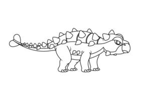 Black and White Ankylosaurus Dinosaur Cartoon Character Vector. Coloring Page of a Ankylosaurus Dinosaur vector