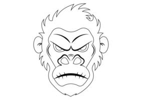 negro y blanco gorila cabeza dibujos animados vector. colorante página de un gorila cabeza vector