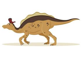 Lambeosaurus Dinosaur Cartoon Character Vector Illustration