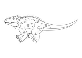 Black and White Shansisuchus Dinosaur Cartoon Character Vector. Coloring Page of a Shansisuchus Dinosaur vector