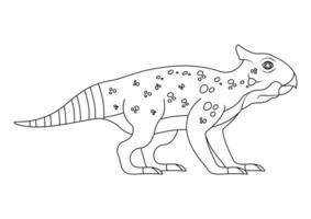 Black and White Bagaceratops Dinosaur Cartoon Character Vector. Coloring Page of a Bagaceratops Dinosaur vector