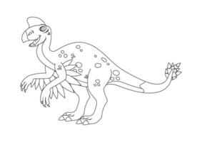 negro y blanco oviraptorosaurio dinosaurio dibujos animados personaje vector. colorante página de un oviraptorosaurio dinosaurio vector