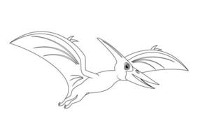 Black and White Pteranodon Dinosaur Cartoon Character Vector. Coloring Page of a Pteranodon Dinosaur vector