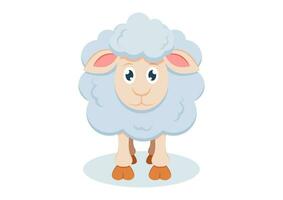 Sheep Cartoon Character Vector Flat Design Isolated on White Background