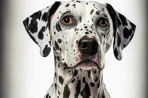 Dog face, dalmatian, white background. AI digital illustration photo