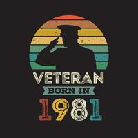 veterano nacido en 1981 vector Clásico estilo veterano día diseño vector