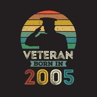 Veteran born in 2005 vector vintage style Veteran day design vector