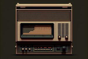 Old 80's style radio, retro. AI digital illustration photo