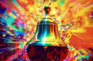 Bell, christmas concept, digital illustration. Generative AI photo