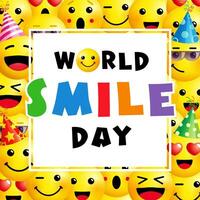 World Smile Day banner. 3D emoji icons creative background vector