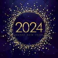 2024 A Happy New Year greeting card concept. Glittering golden ball with shiny number 20 24. Isolated graphic design template. Creative decoration. Holiday bg. Gold dust. vector