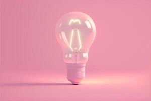 Light bulb on pink background, creativity and curiosity concept, digital illustration. photo