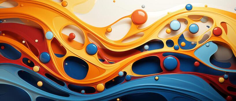 Digital abstract colorful background with liquid fluid shapes and waves. AI Generated. photo