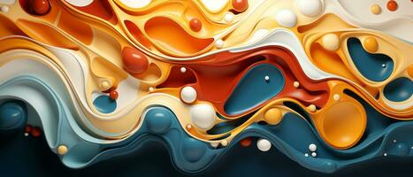 Digital abstract colorful background with liquid fluid shapes and waves. AI Generated. photo