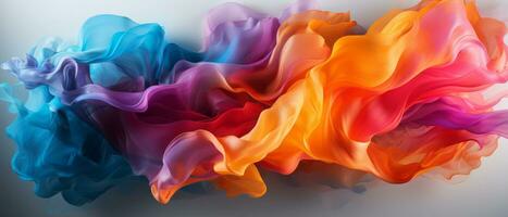 Digital abstract background of colored flowing fabric. AI Generated. photo