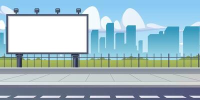 Blank advertising billboard on street. Commercial advertisement outdoor. vector