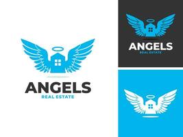 Vector real estate angel wings sky rental logo