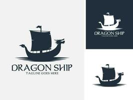 Vector ocean war dragon ship logo