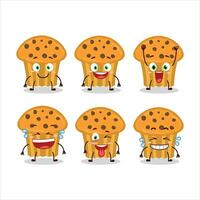 Cartoon character of choco chips muffin with smile expression vector