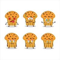 Choco chips muffin cartoon character with nope expression vector