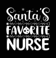 Santa's Favorite Nurse Graphic Merry Christmas Lettering vector