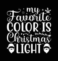 mi favorito color es Navidad luces tipografía t camisa diseño vector