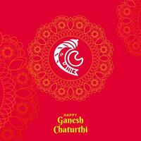 'Happy Ganesha Chaturthi 'calligarphy Hindi text and Ganesha illustration vector with a background of Indian festival for banner, template, post, and invitation card design