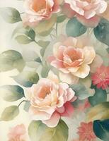 beautiful flowers in pastel colors Beautifully and perfectly painted with oil and water colors. photo